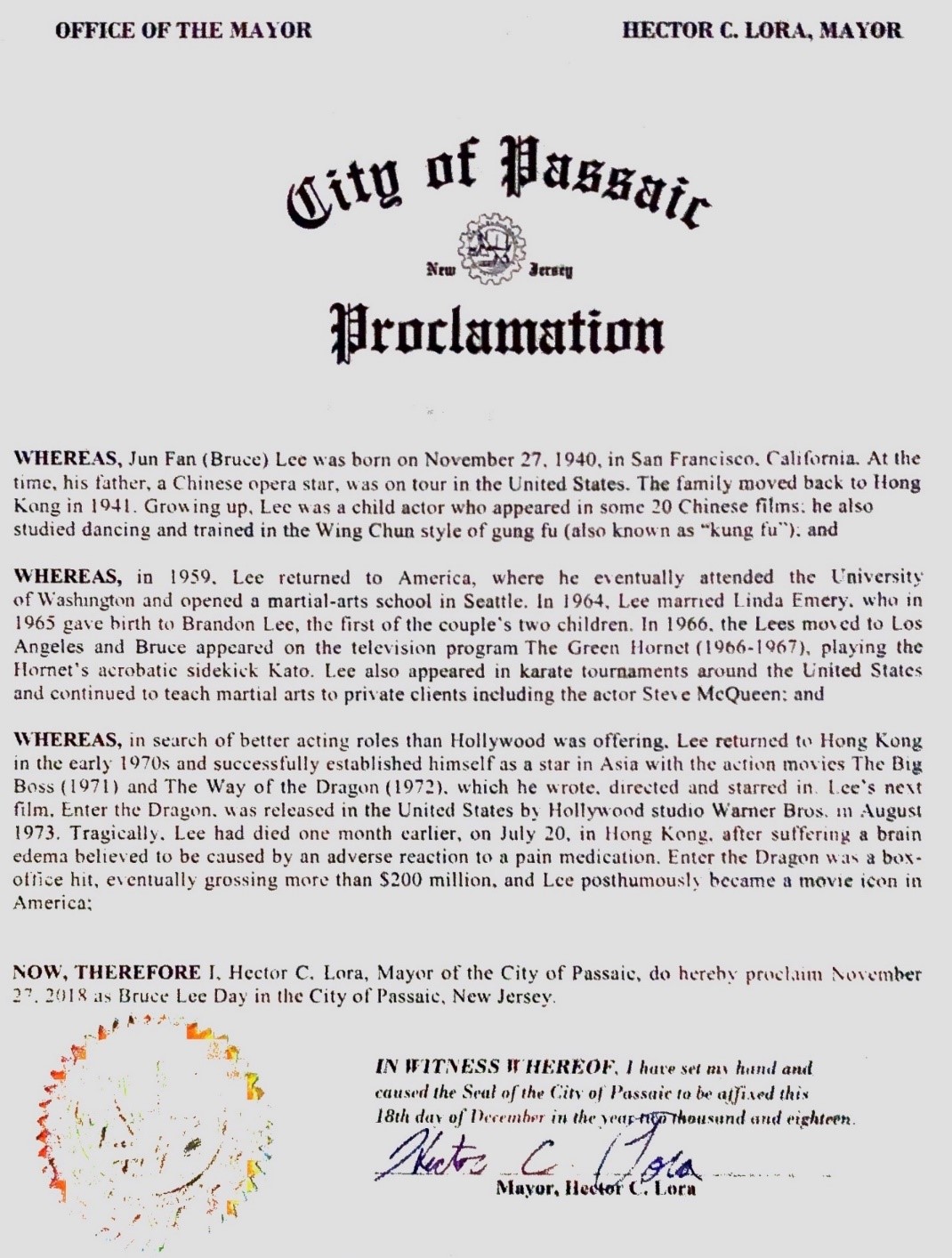 Passaic Proclamation